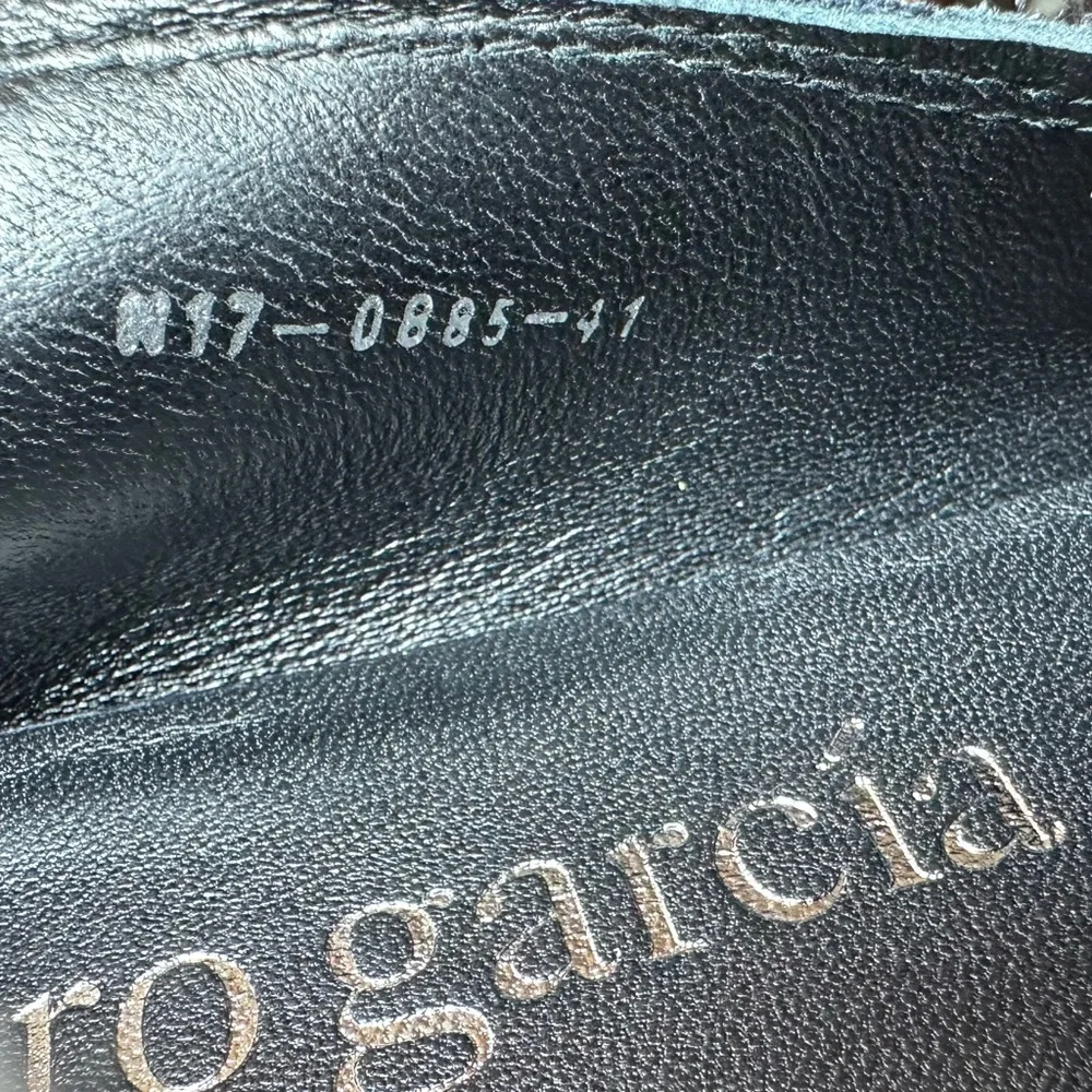 RARE Pedro Garcia Yamir satin leather slipper flat loafers gunmetal‎ blue/black